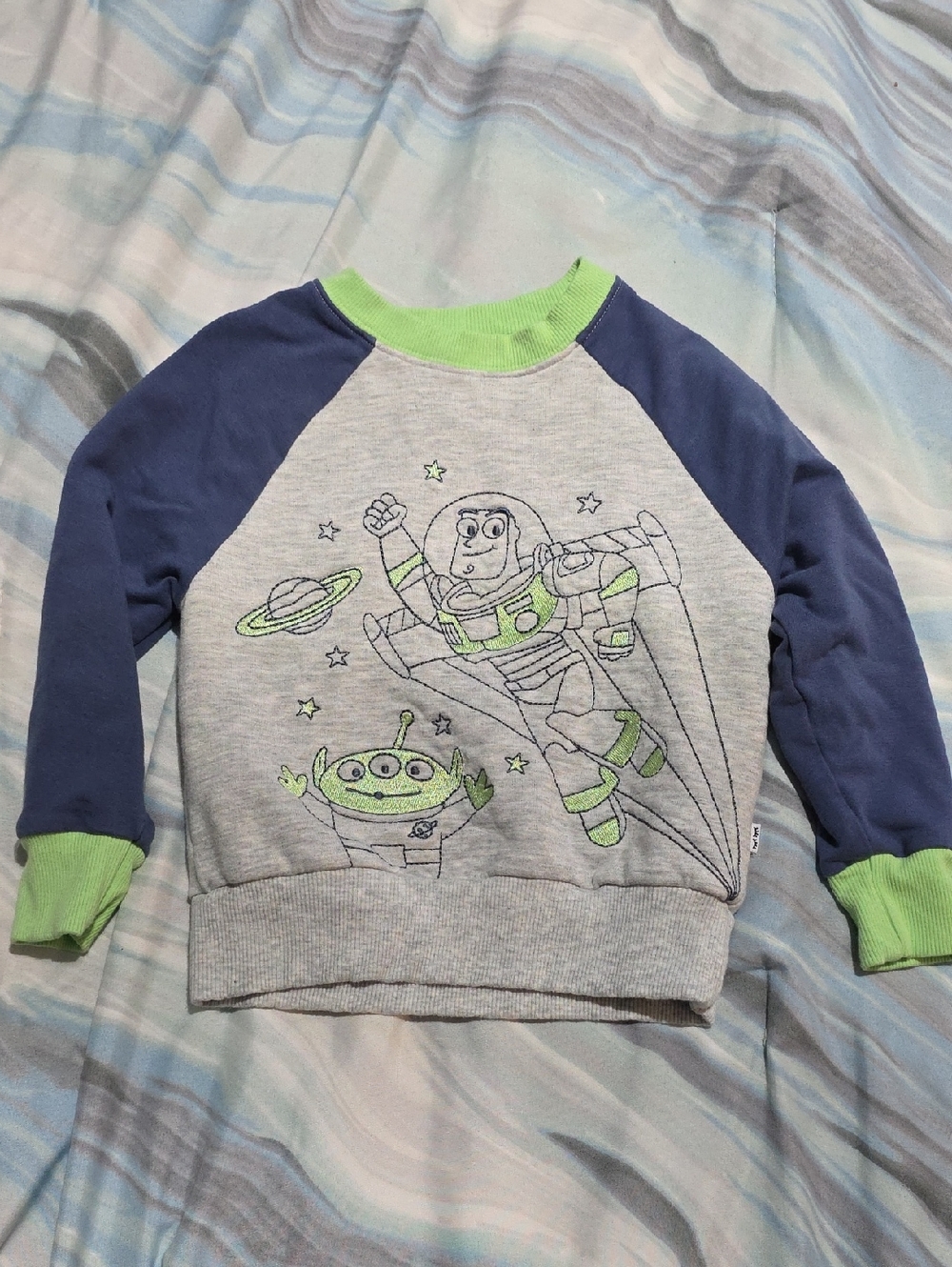 Kids Grey & Navy Space Graphic Sweatshirt with Lime Accents